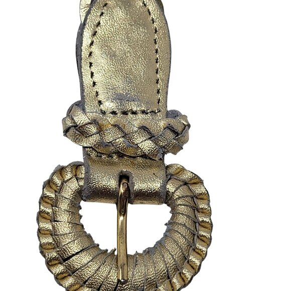 Vtg Metallic Gold Silver Platinum Braided Leather Belt Sz XL Western‎ Glam Disco main image 7
